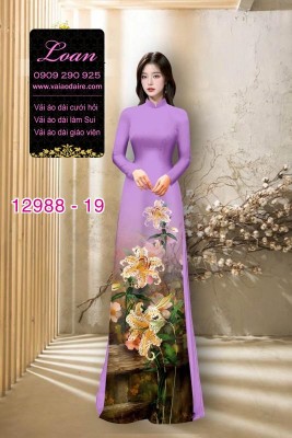 Vải áo dài hoa ly in 3D-