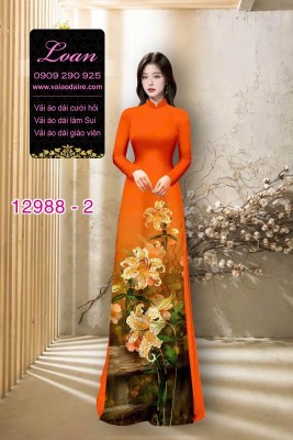 Vải áo dài hoa ly in 3D-12988