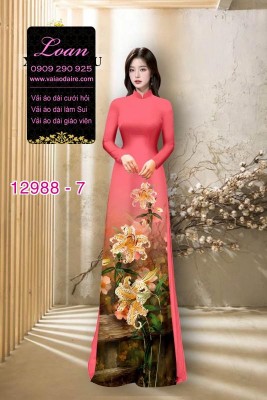 Vải áo dài hoa ly in 3D-12988