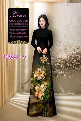 Vải áo dài hoa ly in 3D-12988