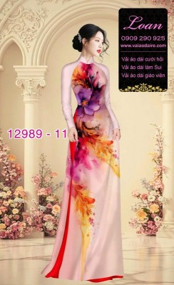 Vải áo dài vệt màu in 3D-12989