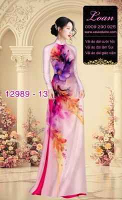 Vải áo dài vệt màu in 3D-12989