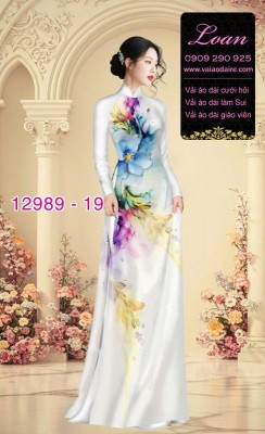 Vải áo dài vệt màu in 3D-DT 12989
