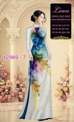 Vải áo dài vệt màu in 3D-12989