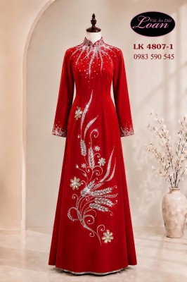 Vải áo dài kết pha lê sang trọng-ADTK 12990