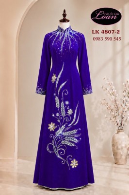 Vải áo dài kết pha lê sang trọng-4807