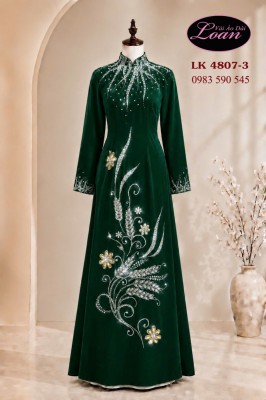 Vải áo dài kết pha lê sang trọng-