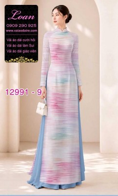 Vải áo dài vệt màu in 3D-12991