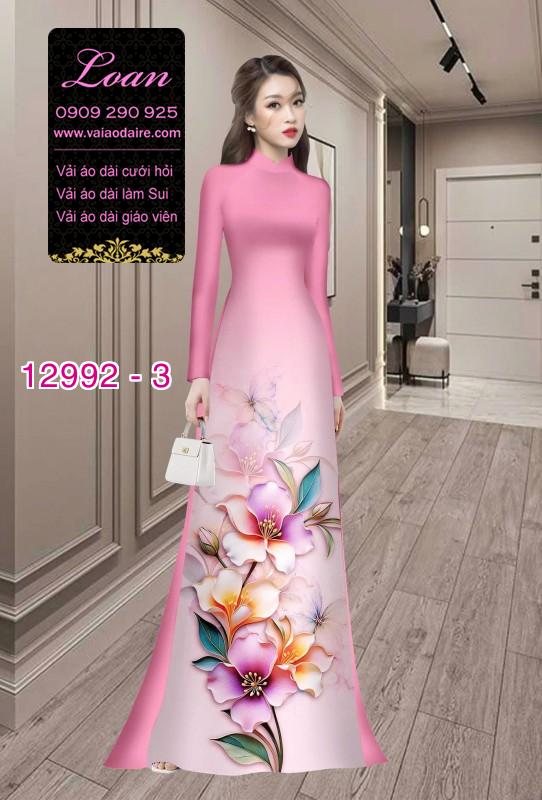 Vải áo dài hoa in 3D