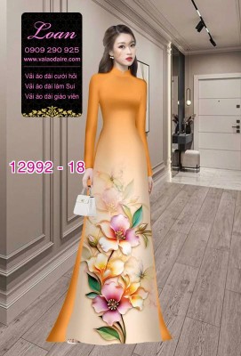 Vải áo dài hoa in 3D-12992