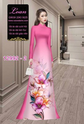 Vải áo dài hoa in 3D-12992