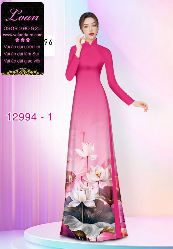 Vải áo dài hoa sen in 3D