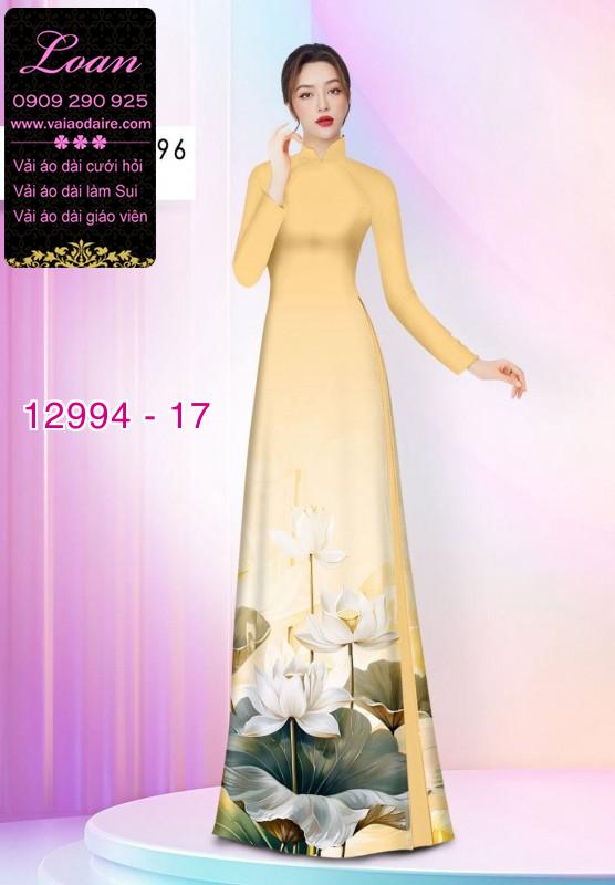 Vải áo dài hoa sen in 3D