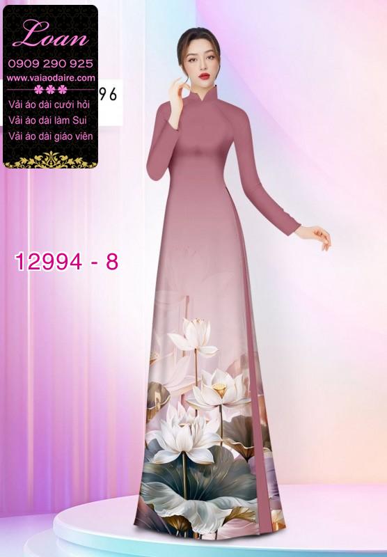 Vải áo dài hoa sen in 3D
