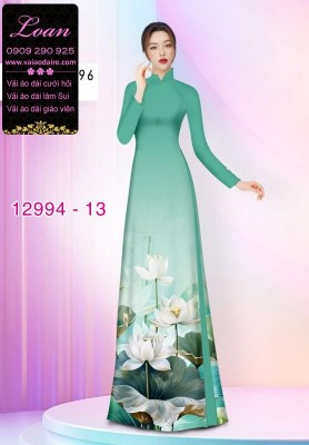 Vải áo dài hoa sen in 3D-