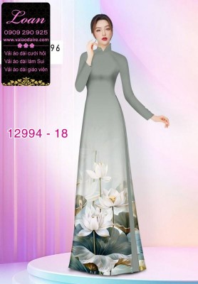 Vải áo dài hoa sen in 3D-12994