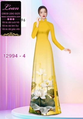 Vải áo dài hoa sen in 3D-12994