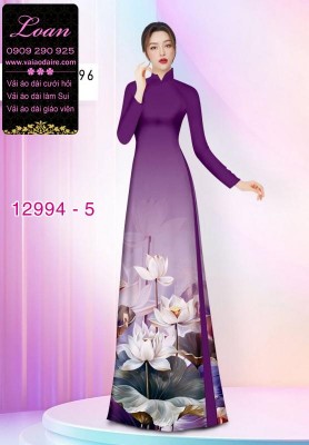 Vải áo dài hoa sen in 3D-