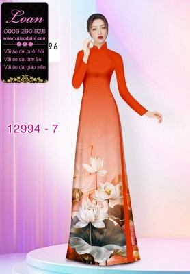 Vải áo dài hoa sen in 3D-12994