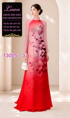 Vải áo dài hoa in 3D-13005