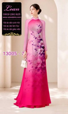 Vải áo dài hoa in 3D-13005