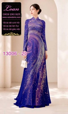 Vải áo dài vệt sáng in 3D-13006