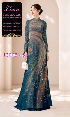 Vải áo dài vệt sáng in 3D-13006