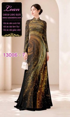 Vải áo dài vệt sáng in 3D-13006