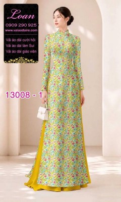 Vải áo dài vệt màu in 3D-13008