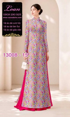 Vải áo dài vệt màu in 3D-13008