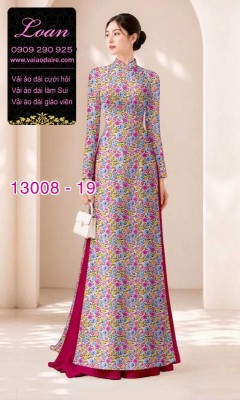 Vải áo dài vệt màu in 3D-13008