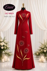 Vải áo dài kết hoa bồ công anh