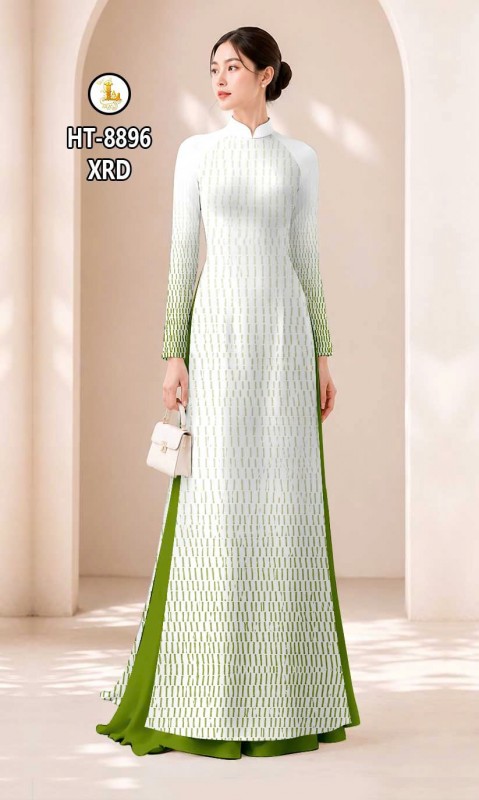 Vải áo dài dường kẻ dọc in 3D