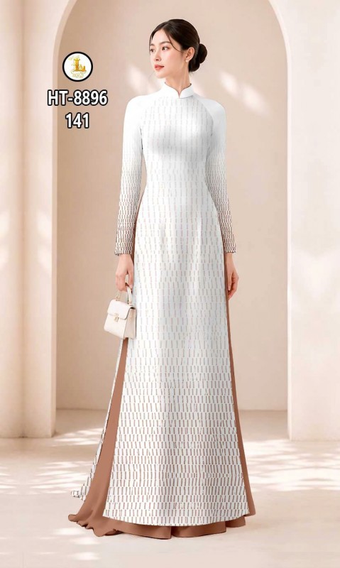 Vải áo dài dường kẻ dọc in 3D
