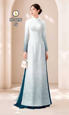 Vải áo dài dường kẻ dọc in 3D-13013