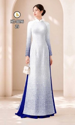 Vải áo dài dường kẻ dọc in 3D-13013