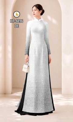 Vải áo dài dường kẻ dọc in 3D-13013
