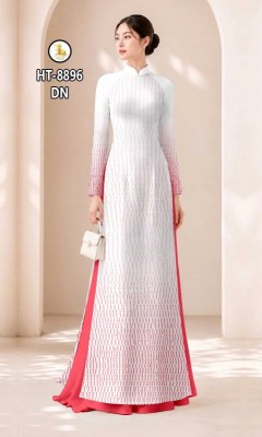 Vải áo dài dường kẻ dọc in 3D-13013