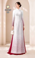 Vải áo dài dường kẻ dọc in 3D