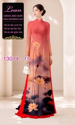 Vải áo dài hoa sen in 3D-13014