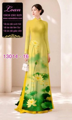 Vải áo dài hoa sen in 3D-13014
