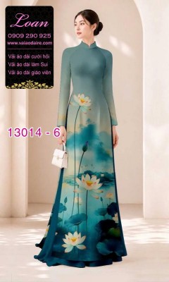 Vải áo dài hoa sen in 3D-13014