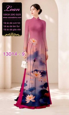 Vải áo dài hoa sen in 3D-