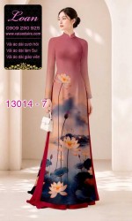 Vải áo dài hoa sen in 3D
