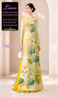 Vải áo dài hoa cẩm tú cầu in 3D-13015