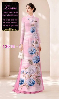Vải áo dài hoa cẩm tú cầu in 3D-13015