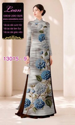 Vải áo dài hoa cẩm tú cầu in 3D-13015