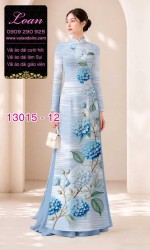 Vải áo dài hoa cẩm tú cầu in 3D