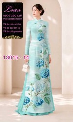Vải áo dài hoa cẩm tú cầu in 3D