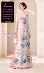 Vải áo dài hoa cẩm tú cầu in 3D